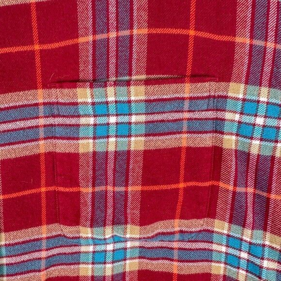 Lands End Flannel Shirt Mens XL Red Blue Flannel Casual Outdoor Camping Fishing - Picture 3 of 11